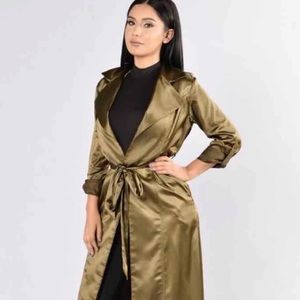 Long satin trench jacket